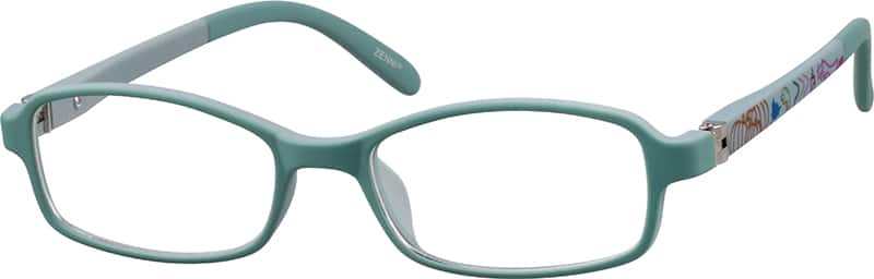 Angle view of Kids’ Rectangle Glasses 293524 in Green
