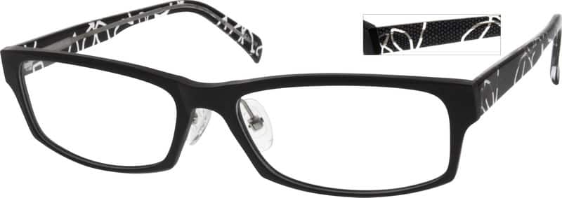Angle view of Rectangle Glasses 295321 in Black
