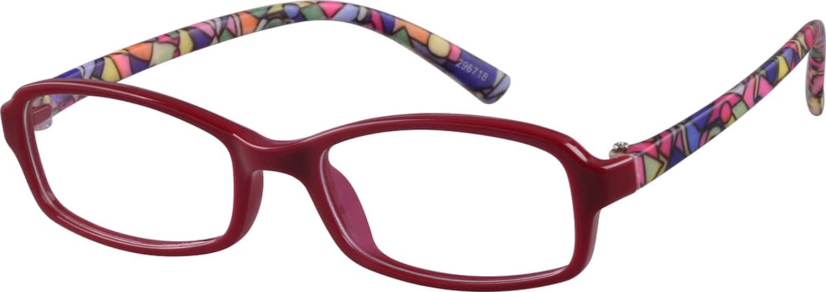 Angle view of Kids’ Rectangle Glasses 296718 in Red