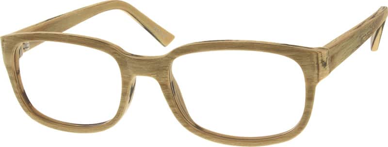 Angle view of Rectangle Glasses 301132 in Wood Texture