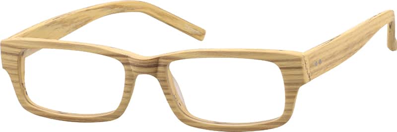 Angle view of Rectangle Glasses 304432 in Wood Texture