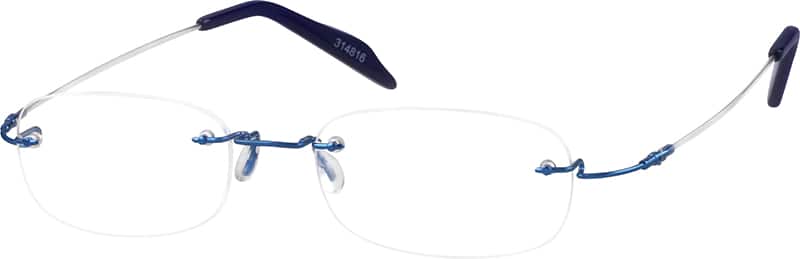 Angle view of Rimless Glasses 314816 in Blue