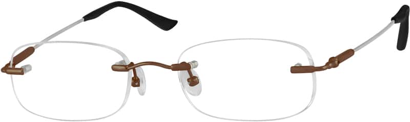 Angle view of Customizable Rimless Glasses 315815 in Brown