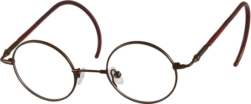 Angle view of Kids’ Round Glasses 320915 in Brown
