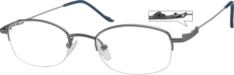 Angle view of Oval Glasses 321012 in Gray