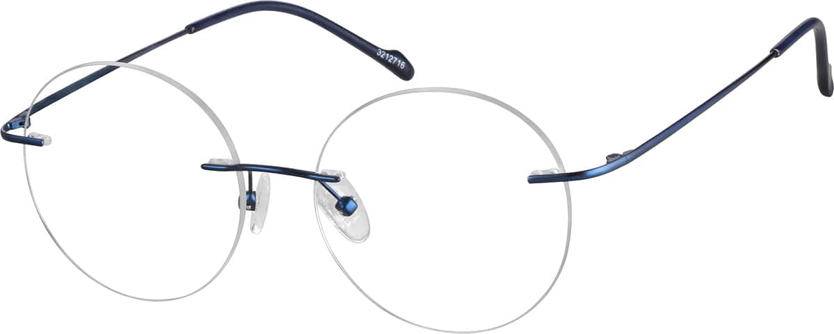 Angle view of Customizable Rimless Glasses 3212716 in Blue