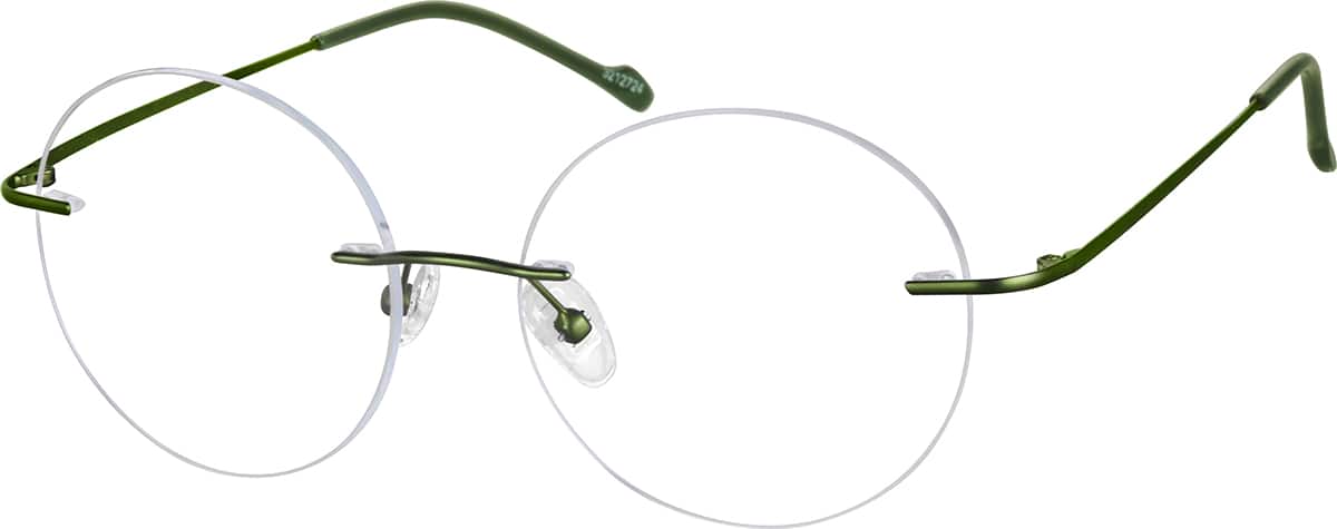 Angle view of Customizable Rimless Glasses 3212724 in Green