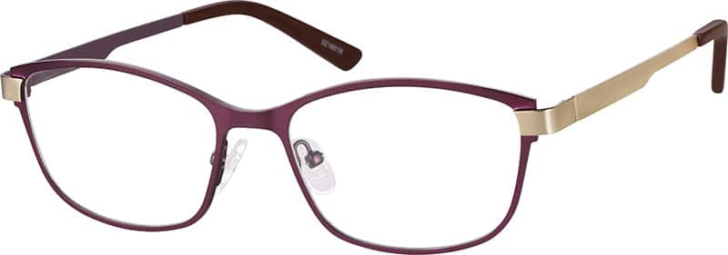 Angle view of Rectangle Glasses 3216018 in Cranberry/Gold