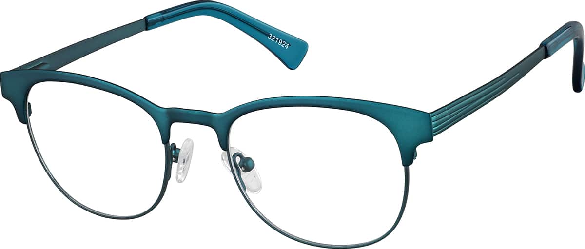 Angle view of Browline Glasses 321924 in Green