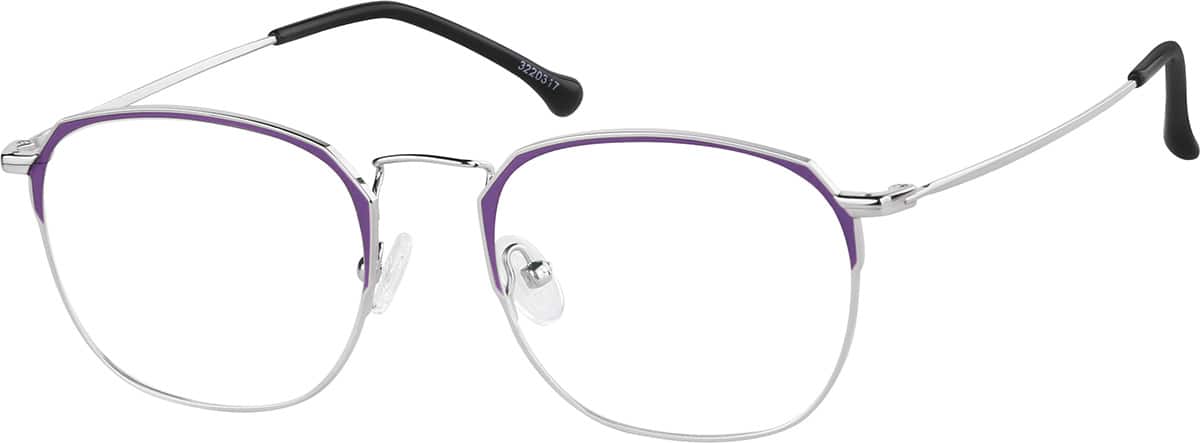 Angle view of Geometric Glasses 3220317 in Purple