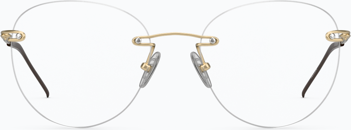 Front view of Customizable Rimless Glasses 322114 in Gold