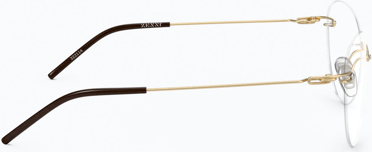 Side view of Customizable Rimless Glasses 322114 in Gold