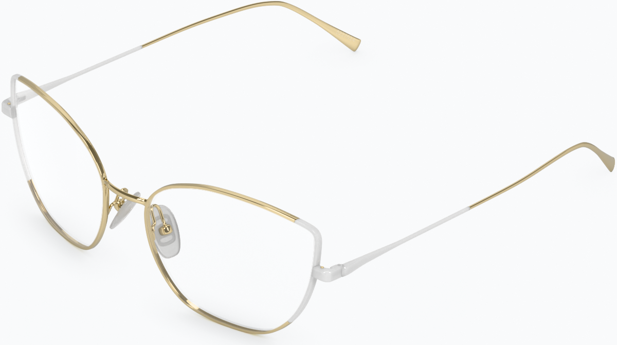 Angle view of Cat-Eye Glasses 3227514 in White/Gold