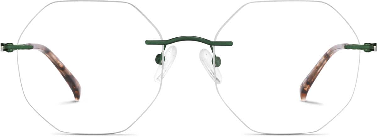 Front view of Customizable Rimless Glasses 3234324 in Green