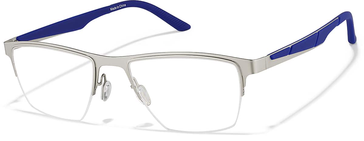 Angle view of Rectangle Half Rim Glasses 3246611 in Silver
