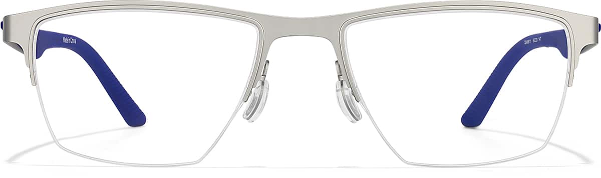 Front view of Rectangle Half Rim Glasses 3246611 in Silver