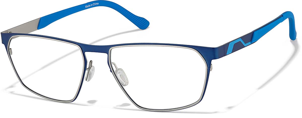 Angle view of Lunettes rectangulaires en acier inoxydable 3246816 in Bleu