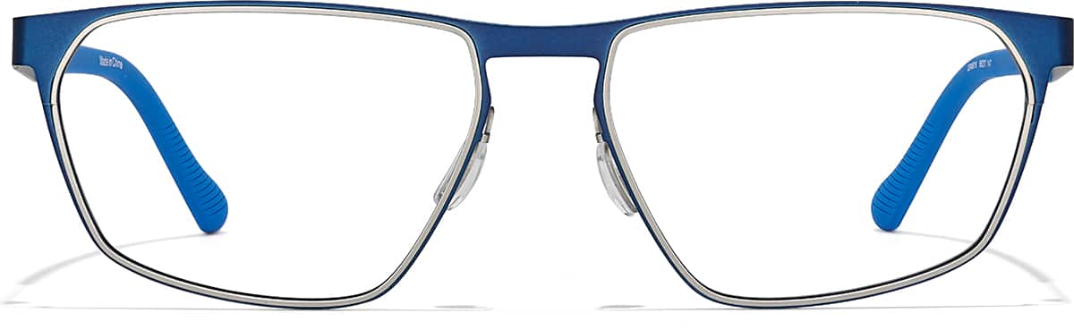 Front view of Lunettes rectangulaires en acier inoxydable 3246816 in Bleu