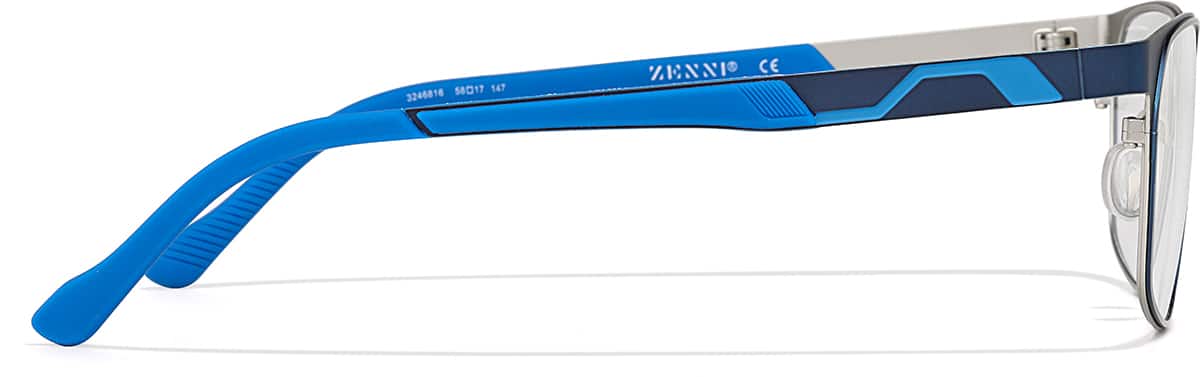 Side view of Lunettes rectangulaires en acier inoxydable 3246816 in Bleu