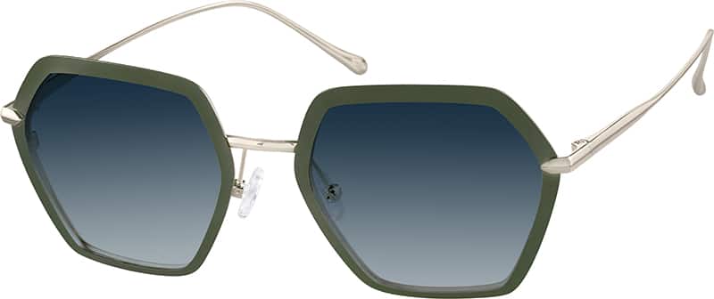Angle view of Geometric Glasses 327724 in Olive