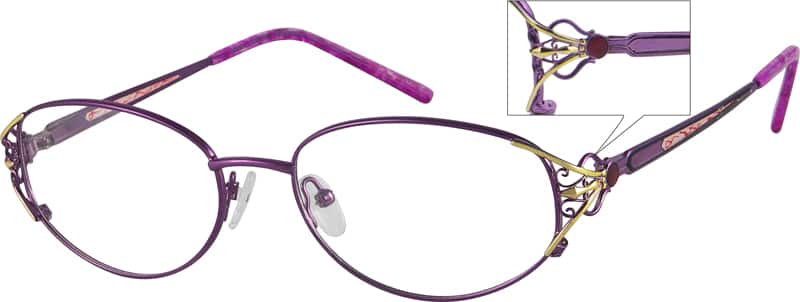 Angle view of Oval Glasses 364017 in Purple