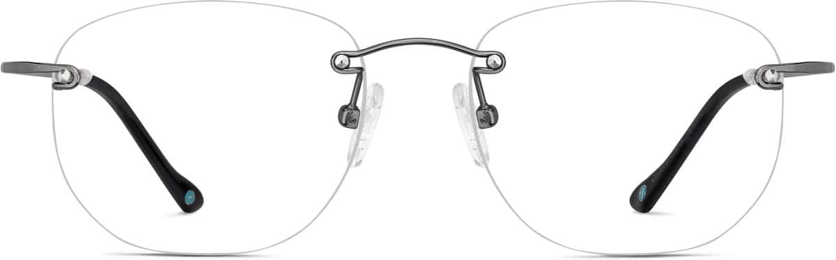 Front view of Customizable Titanium Rimless Glasses 372812 in Gray