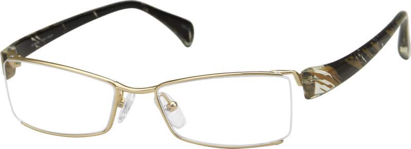 Angle view of Titanium Cat-Eye Glasses 373014 in Gold