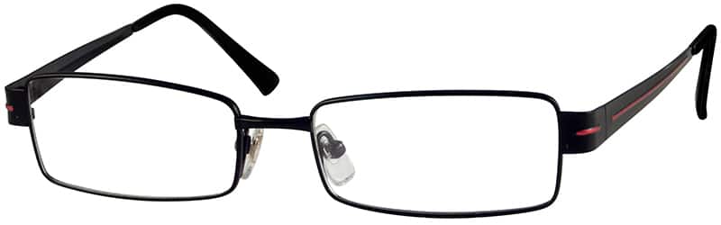 Angle view of Titanium Rectangle Glasses 373521 in Black