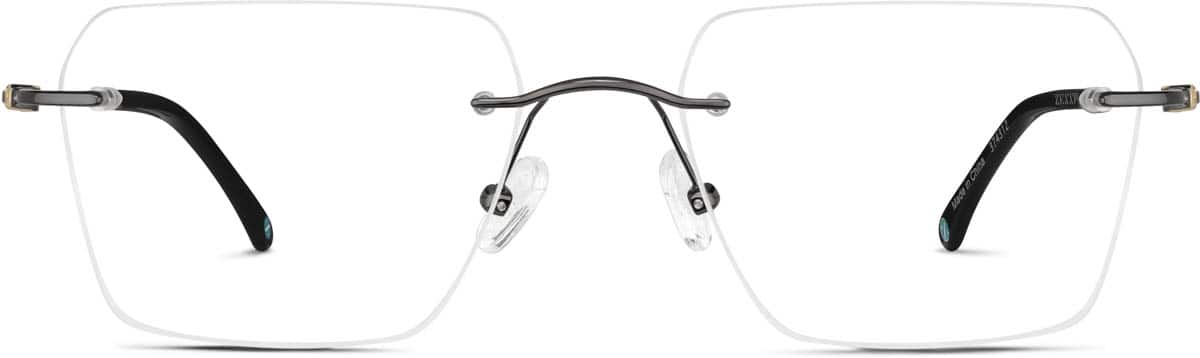 Front view of Customizable Titanium Rimless Glasses 374312 in Gray