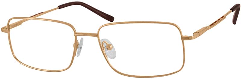 Angle view of Titanium Rectangle Glasses 374714 in Gold