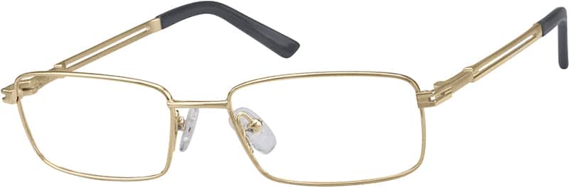 Angle view of Titanium Rectangle Glasses 376114 in Gold