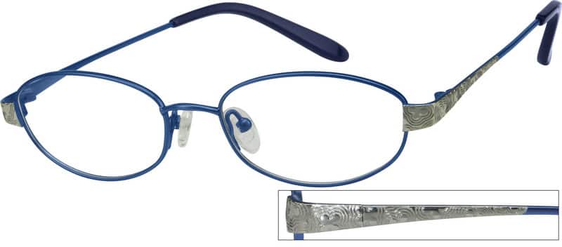 Angle view of Titanium Oval Glasses 377016 in Blue