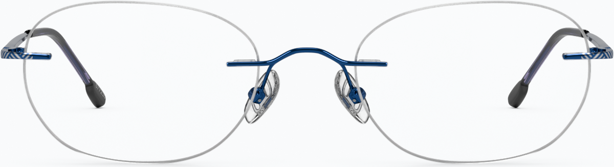 Front view of Customizable Titanium Rimless Glasses 377216 in Blue