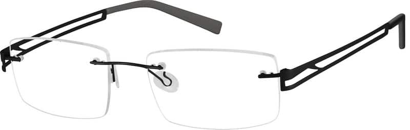 Angle view of Customizable Titanium Rimless Glasses 378021 in Black