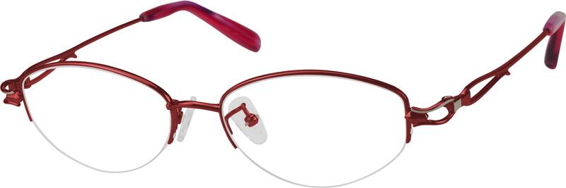 Angle view of Titanium Oval Glasses 379718 in Red