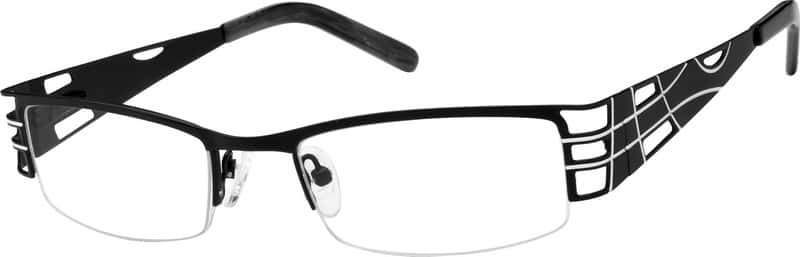 Angle view of Rectangle Glasses 401321 in Black