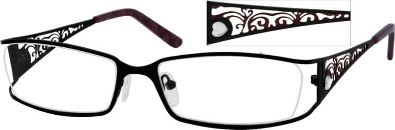 Angle view of Rectangle Glasses 408121 in Black
