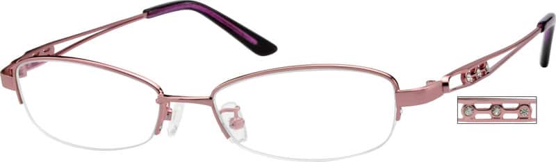 Angle view of Rectangle Glasses 410119 in Pink