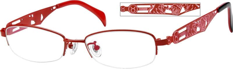 Angle view of Lentes Rectangulares 411418 in Rojo