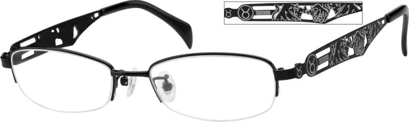 Angle view of Rectangle Glasses 411421 in Black