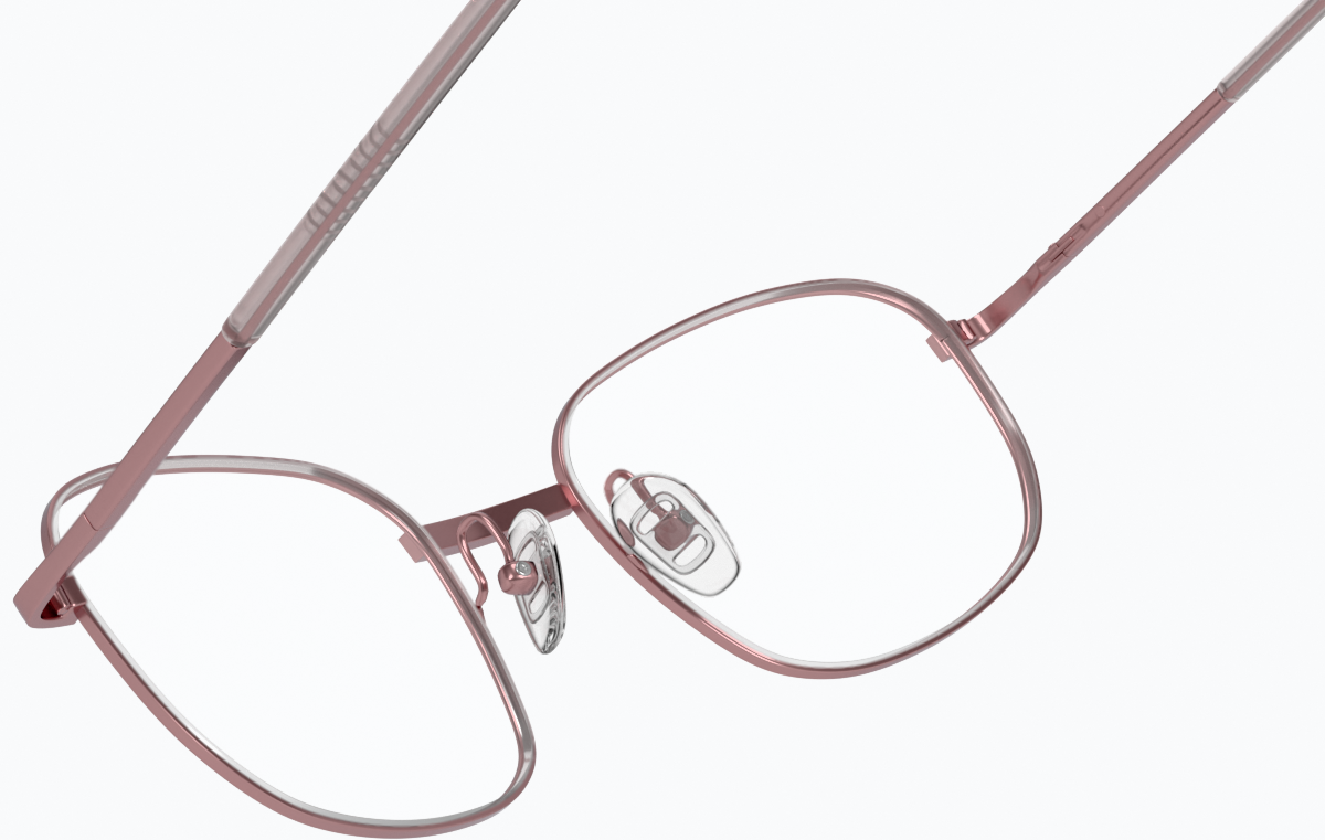 See-through view of Rectangle Glasses 414819 in Pink