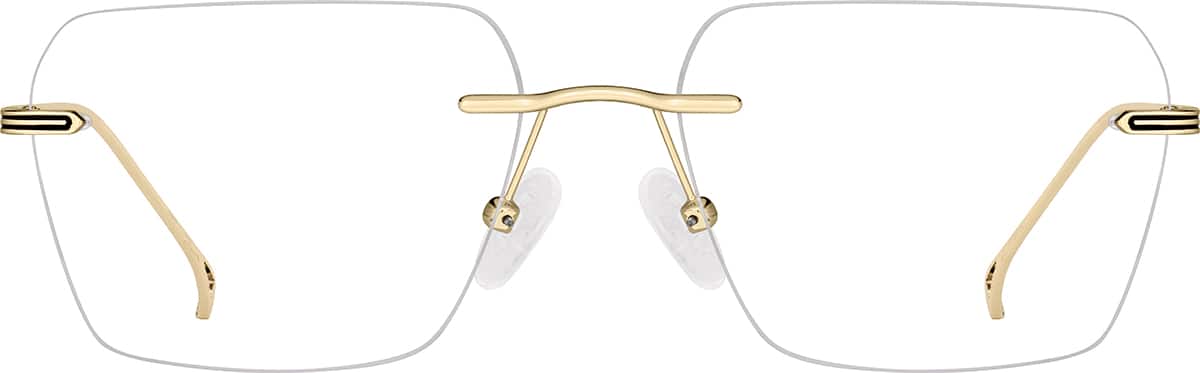 Front view of Customizable Rimless Glasses 416414 in Gold