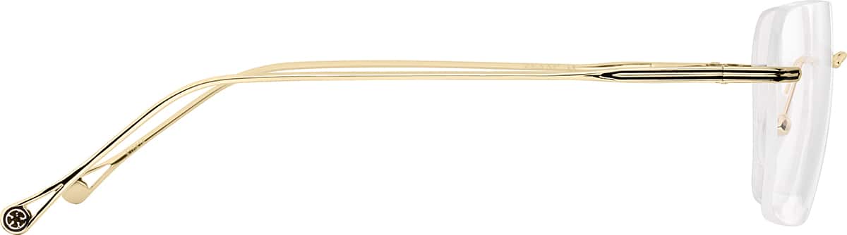 Side view of Customizable Rimless Glasses 416414 in Gold