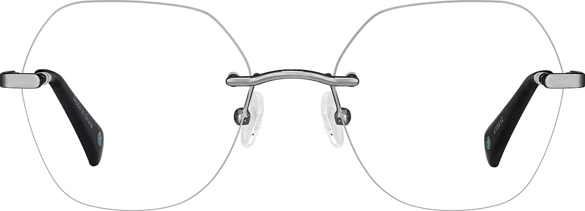 Front view of Customizable Geometric Rimless Glasses 416612 in Gray