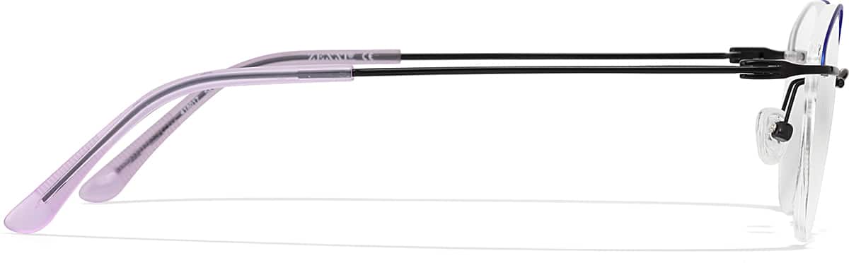 Side view of Lightweight Semi Rimless Oval Glasses 418017 in Purple