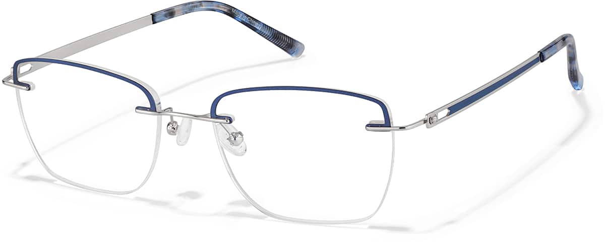 Angle view of Lightweight Semi Rimless Rectangle Glasses 418116 in Blue