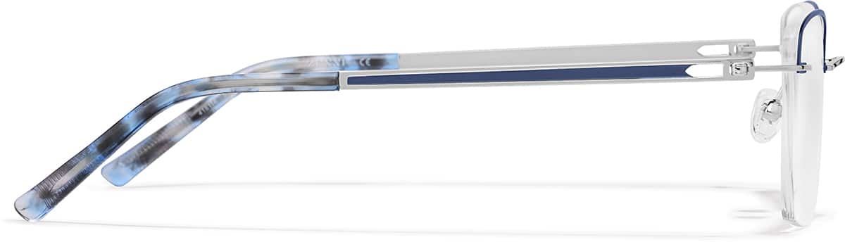 Side view of Lightweight Semi Rimless Rectangle Glasses 418116 in Blue