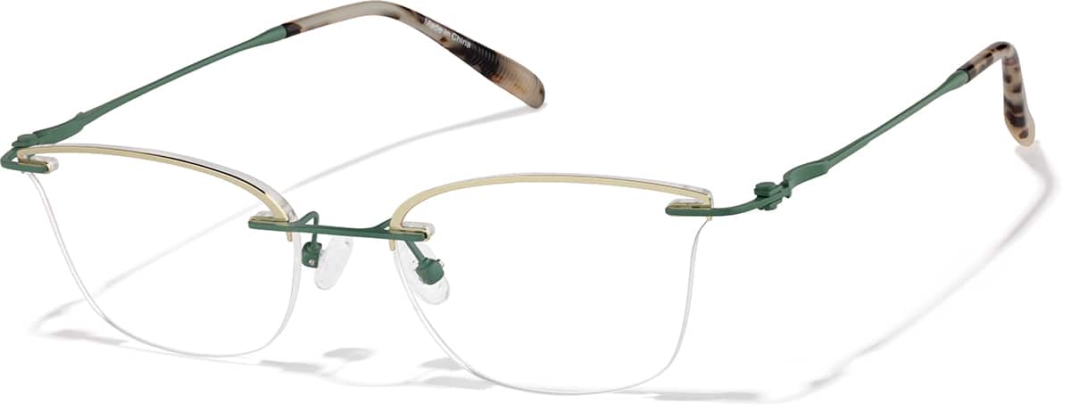 Angle view of Lightweight Semi Rimless Cat Eye Glasses 418233 in Taupe