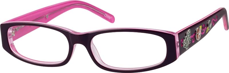 Angle view of Rectangle Glasses 435419 in Pink