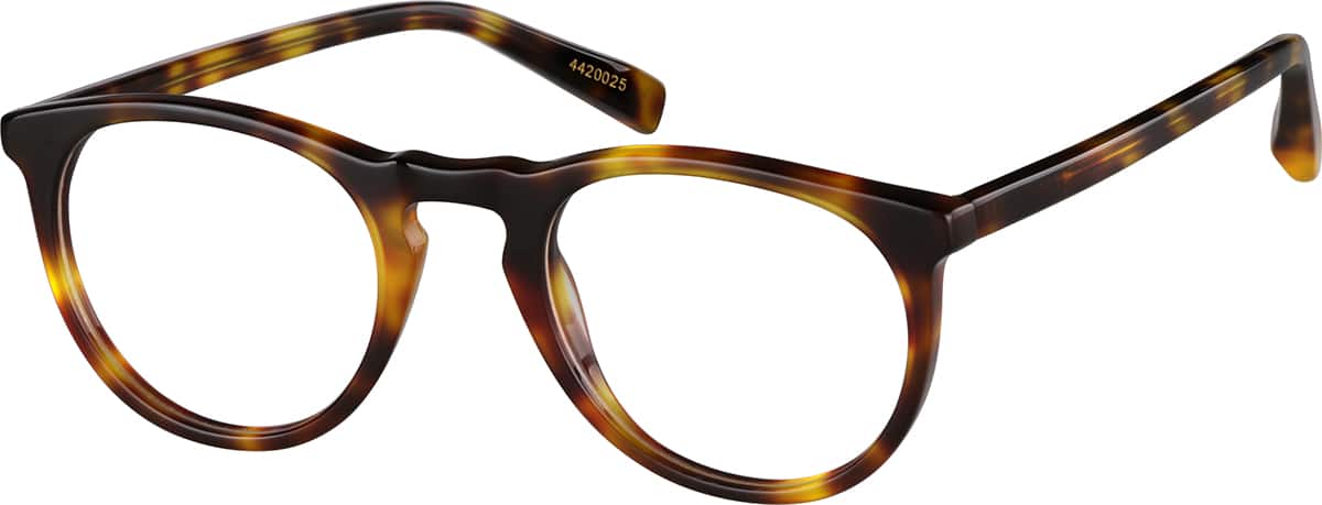 Angle view of Johnson Round Eyeglasses 4420025 in Tortoiseshell